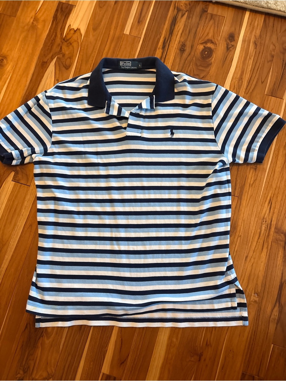 Polo by Ralph Lauren Men’s Navy & Light Blue Striped Polo Shirt